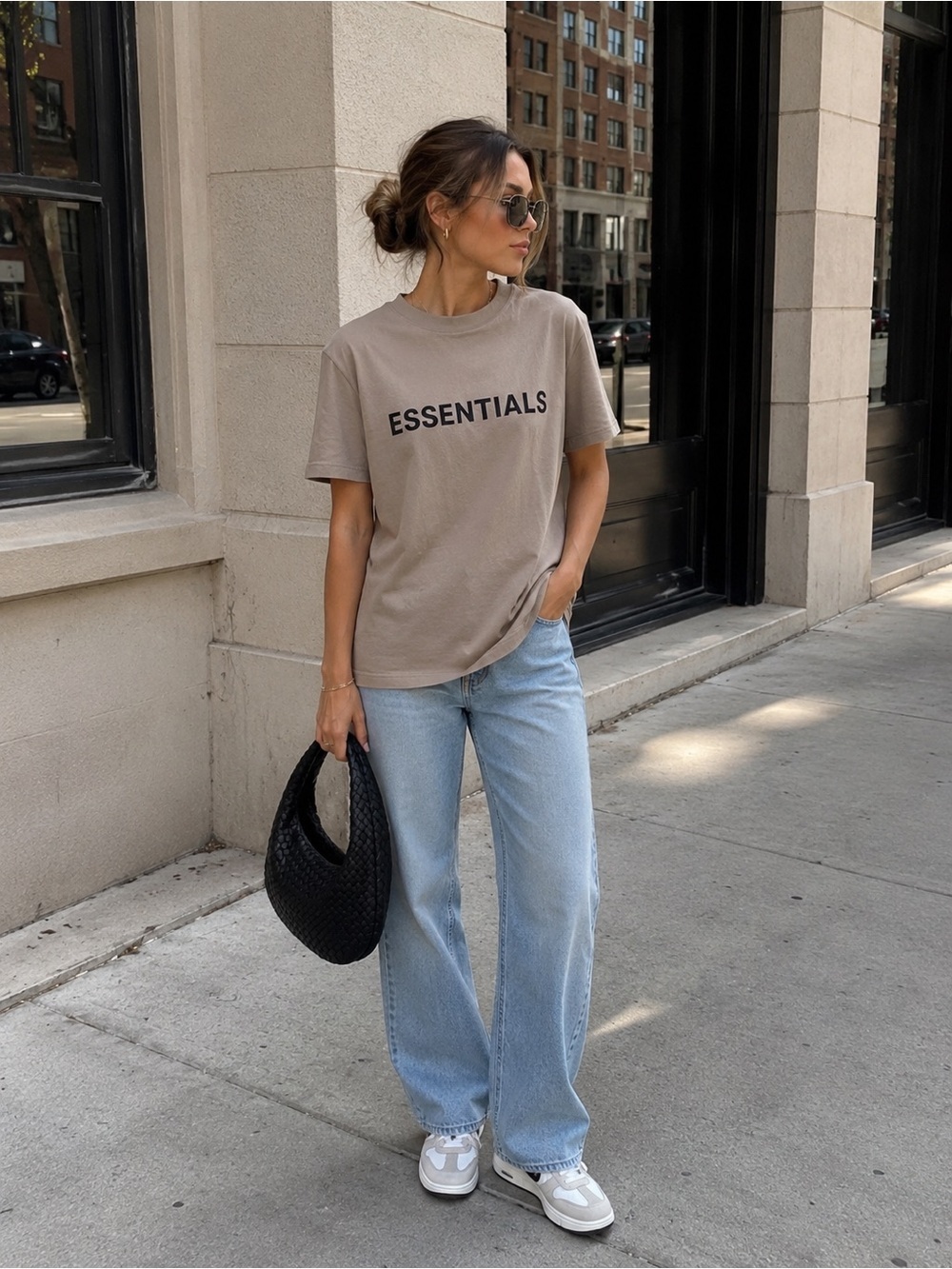 FEAR OF GOD ESSENTIALS Logo T-Shirt Taupe Beige Unisex Size S Oversized